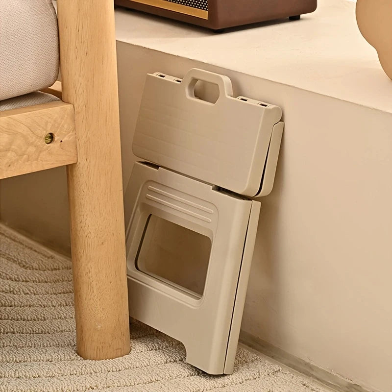 Lightweight Folding Step Stool – Non-Slip Plastic Kitchen Stool