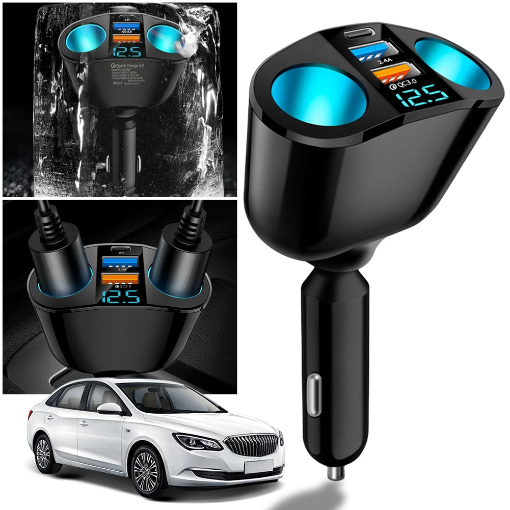 Car Cigarette Lighter Socket Splitter PD QC3.0 12V-24V Car Phone Charger 2.4A Phone Charger Socket for Mobile Phone DVR Charging Peaceful Pleasures Health and Wellness