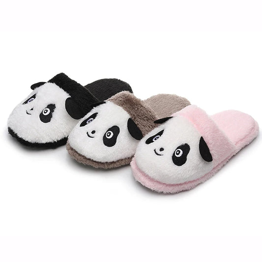 Women's Panda Plush House Slippers | Non-Slip Fleece Winter