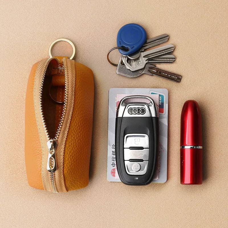 2026 Hot PU Leather Car Key Case Men Women Wallets Housekeeping Keys Covers Zipper Storage Pouch Card Bags Peaceful Pleasures Health and Wellness