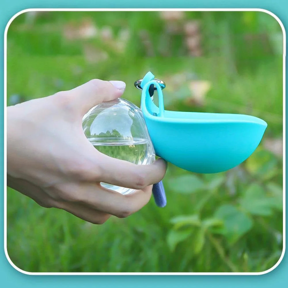 Leak Proof 2 in 1 Foldable Portable Silicone Dog Water Bottle Travel Pet Drinking Bowl with Lanyard Hook for Outside Walking Peaceful Pleasures Health and Wellness
