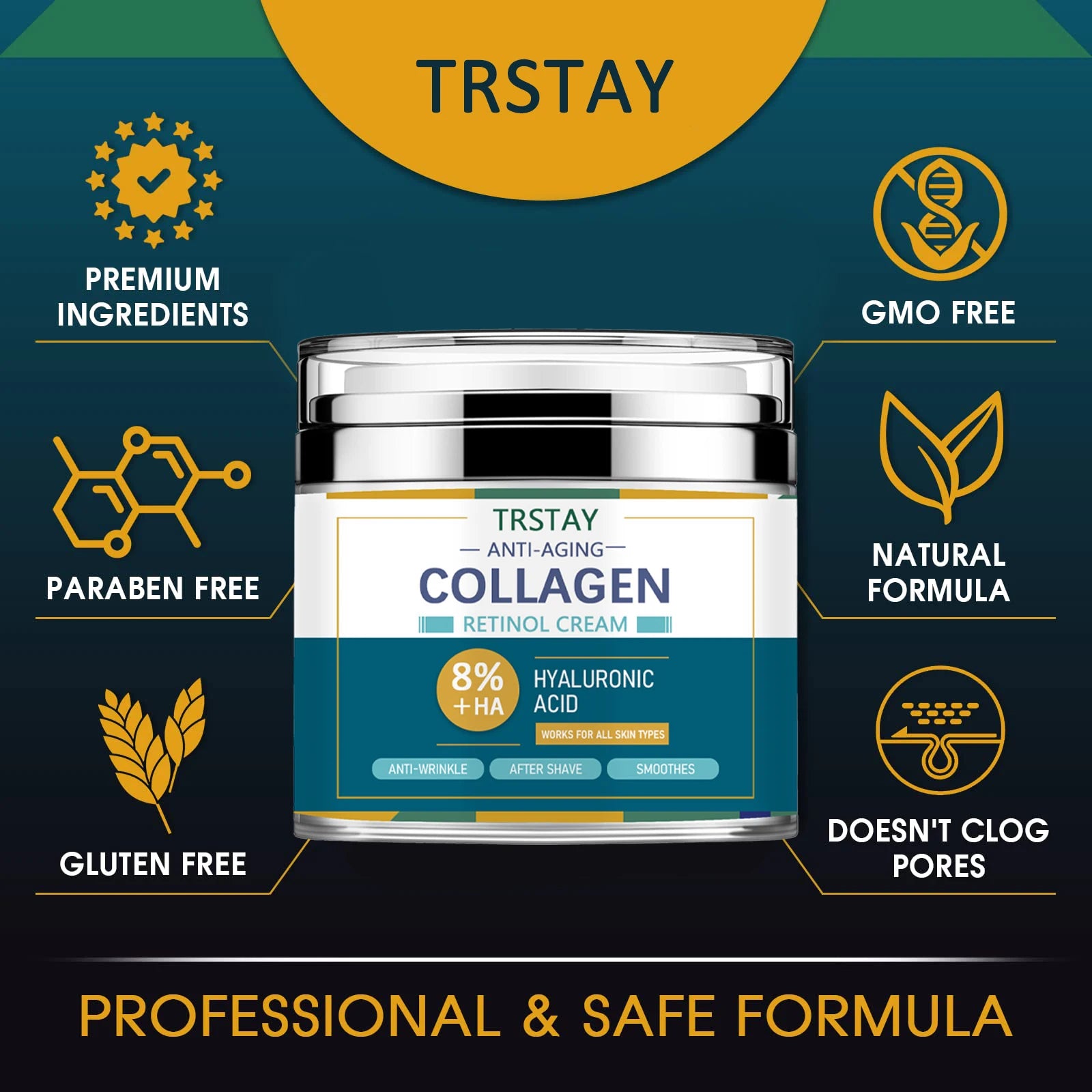 Mens Face Cream Moisturizer with 8% Hyaluronic Acid Collagen,one or two pumps is enough to dab on cheeks,forehead,and chin and g Peaceful Pleasures Health and Wellness