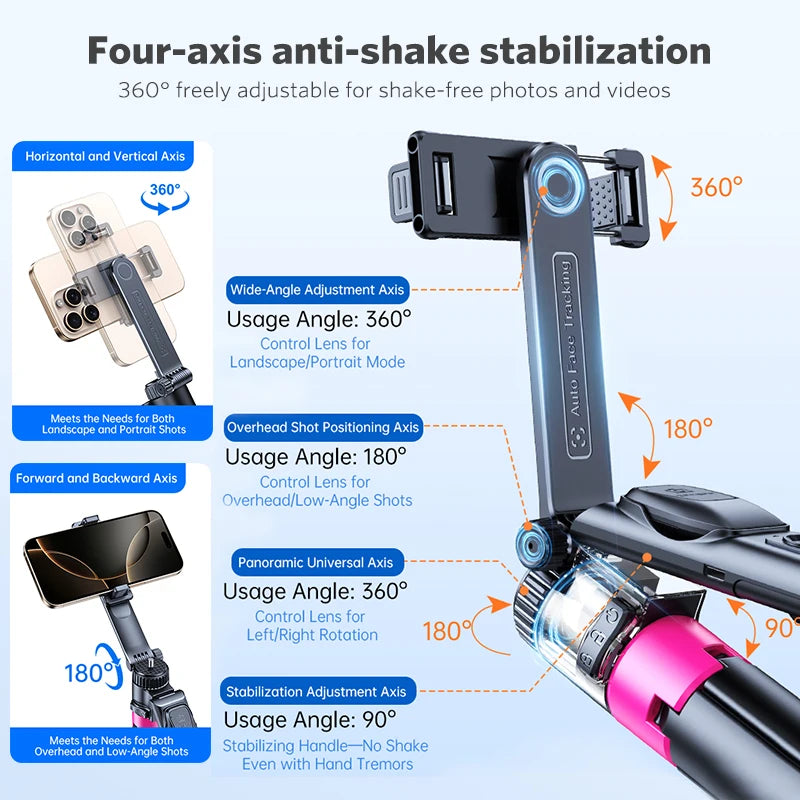 AI Smart Gimbal Selfie Stick Tripod | 360° Face Tracking Peaceful Pleasures Health and Wellness