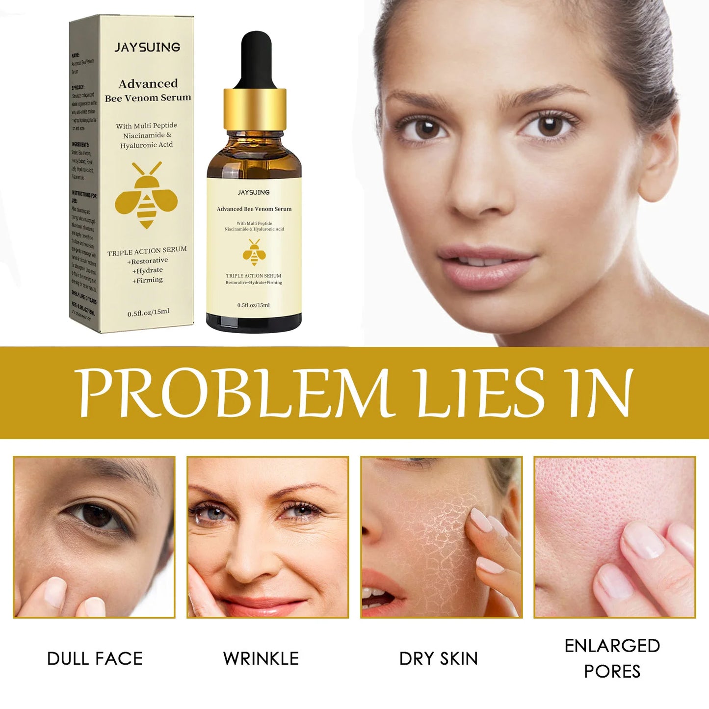 Bee Venom Anti-Aging Face Serum | Hyaluronic Acid Polypeptide