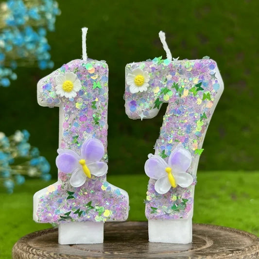 Number Cake Candle Butterflies Flowers Birthday Candle 1 2 3 4 5 6 7 8 9 3D Number Candle Cake Topper Birthday Party Cake Decor Peaceful Pleasures Health and Wellness