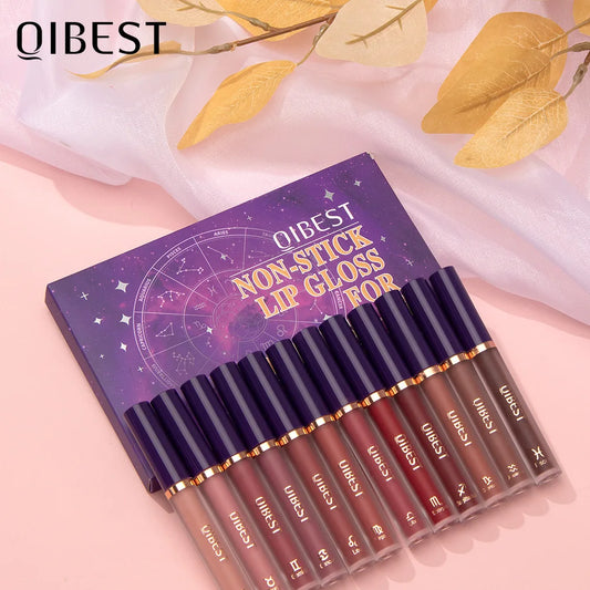 12-Piece Lip Gloss Set, Non-Stick, Non-Fading, Durable Liquid Lipstick with Gift Box - Perfect Makeup Gift for Friends and Famil Peaceful Pleasures Health and Wellness QE2221-12