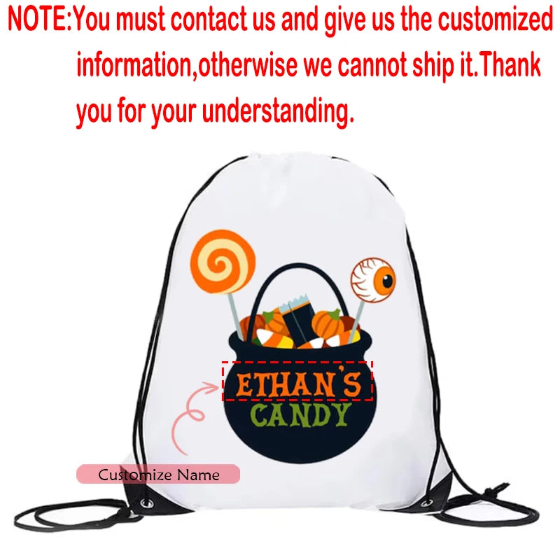 Personalized Halloween Drawstring Backpack | Custom Trick or Treat Bag Personalized Drawstring Bag Peaceful Pleasures Health and Wellness Custom C 40X30cm