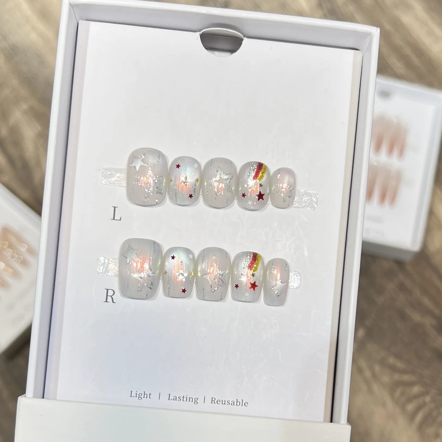 Handmade Strawberry Cat Eye Press On Nails – Shiny Pink 10pcs
