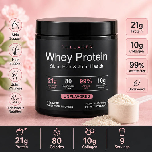 Collagen Whey Protein Powder | 21g Protein, 10g Collagen, Unflavored Collagen Protein Powder Peaceful Pleasures Health and Wellness