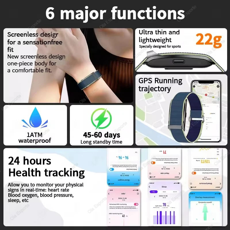 New GPS Trajectory AI Health Bracelet Heart Rate Blood Pressure HRV Monitor Call Reminder Smart Watch Sport Band Fitness Tracker Peaceful Pleasures Health and Wellness