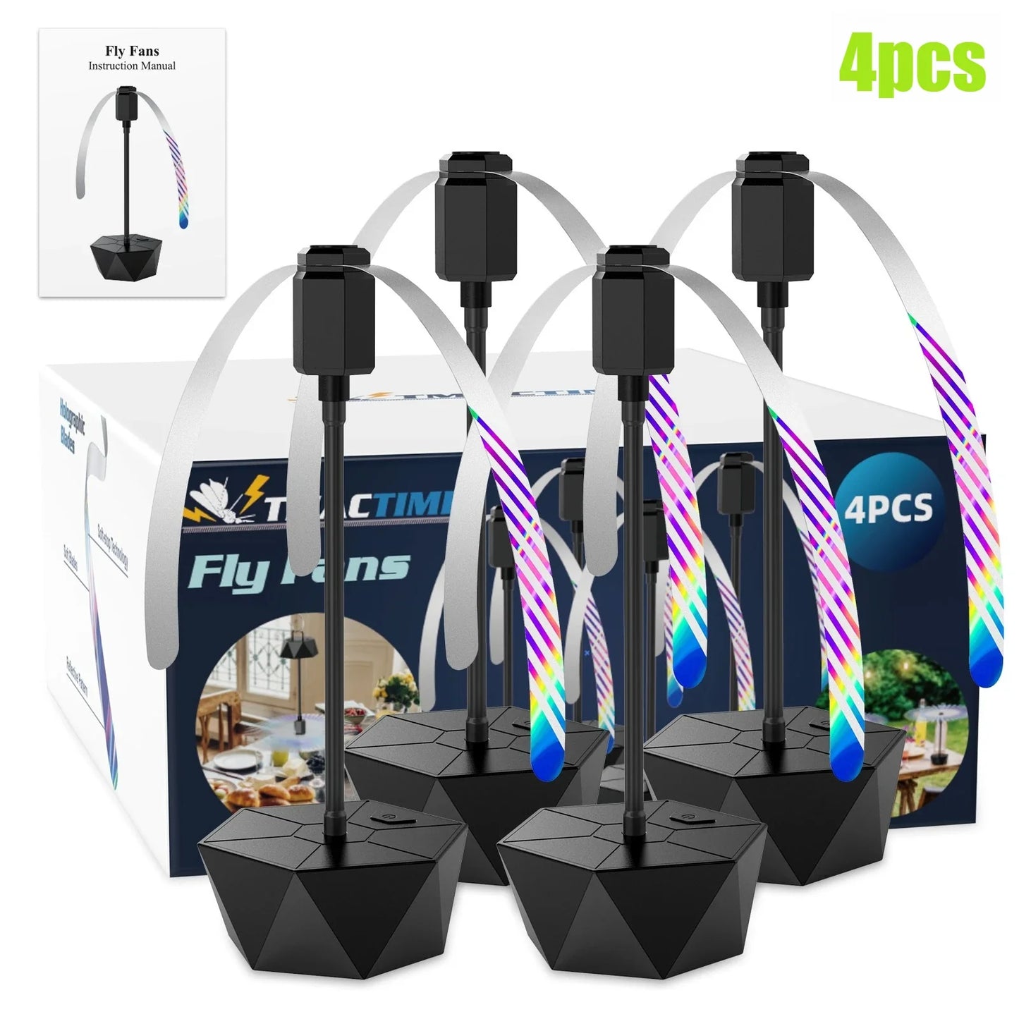 Soundless Fly Repellent Fan – Soft Blades & Hook for Outdoors