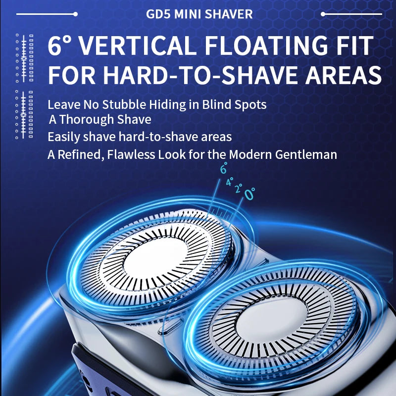 XMSJ Mini Rotary Electric Shaver – Digital Display & Dual Blades