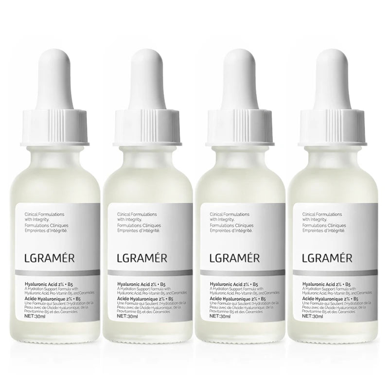 2% Hyaluronic Acid + B5 Serum with Ceramide Multivitamin Moisturizing Essence 30ml Soft Smooth Skin Facial Care Liquid Peaceful Pleasures Health and Wellness 30ml-4pcs