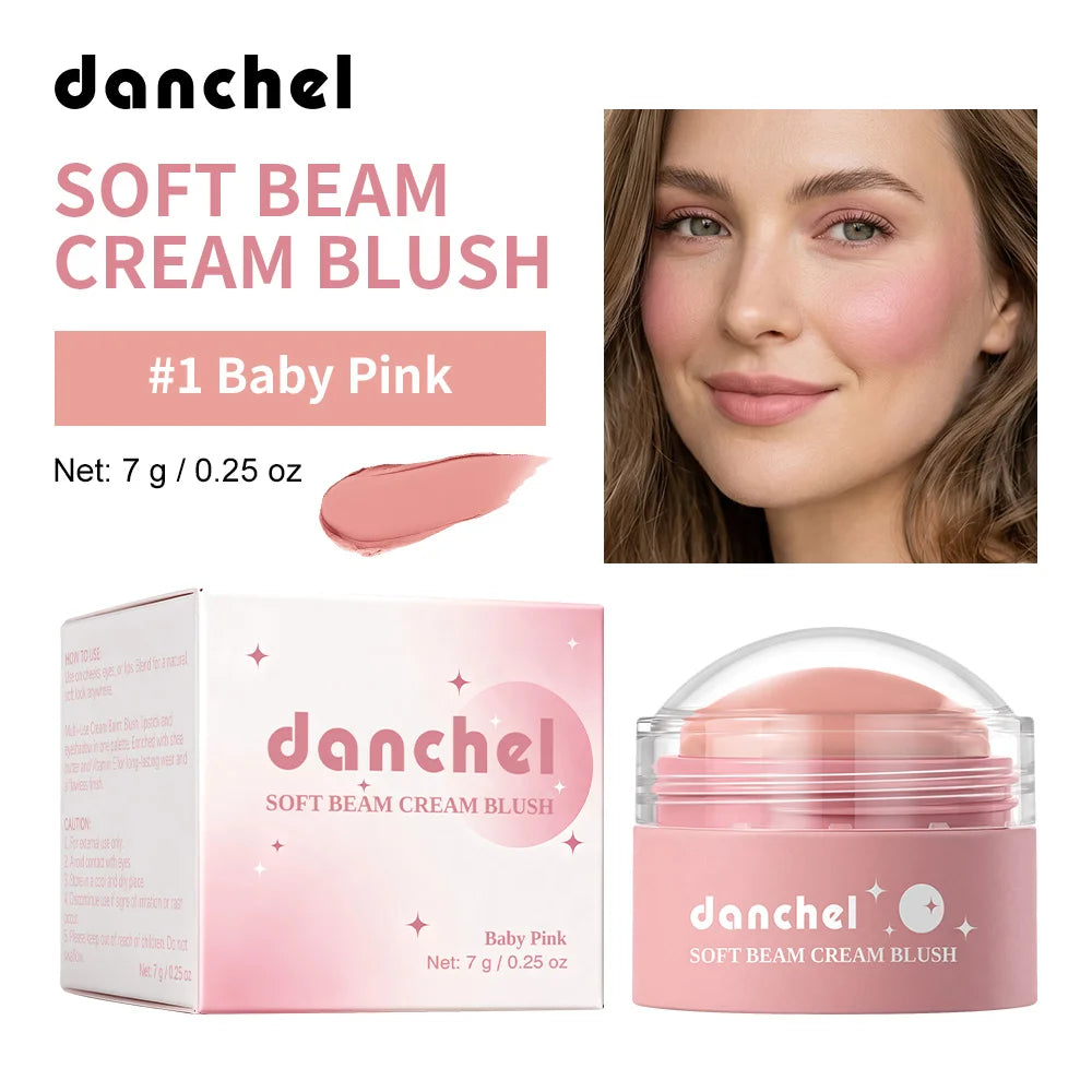 Soft Beam Blush Cream Multi Purpose Lipstick, Eye Shadow, Powder Blusher Long Lasting Makeup Smooth Creamy Texture Blusher Cream Peaceful Pleasures Health and Wellness Baby Pink