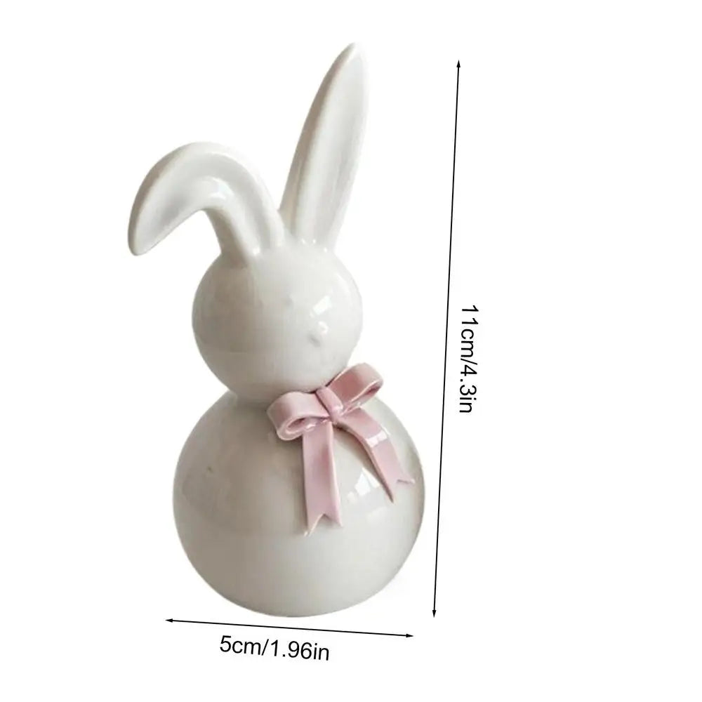 Easter Bunny Ceramic Figurine | Rabbit Sculpture Spring Decor