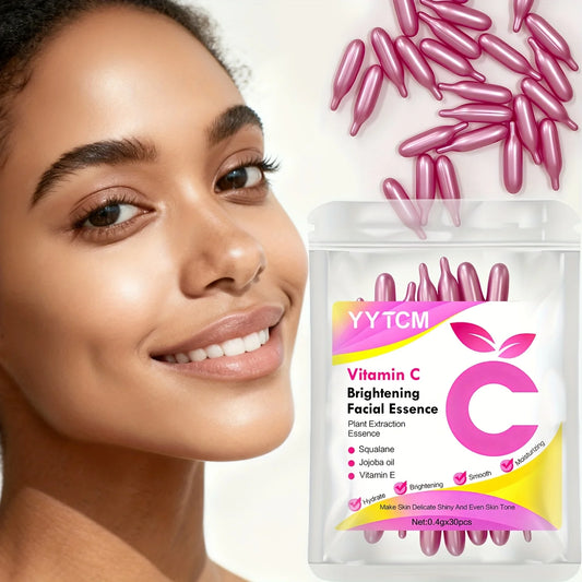 Vitamin C Skin-Brightening and Moisturizing Capsule Essence, Hydrates and Smooths the Skin, Contains Plant-Based Squalane, Vitamin E, Magnolia Oil, and Jojoba Seed Oil for Deep Hydration and Skin Brightening Essence (0.4Gx30 Peaceful Pleasures Health and Wellness
