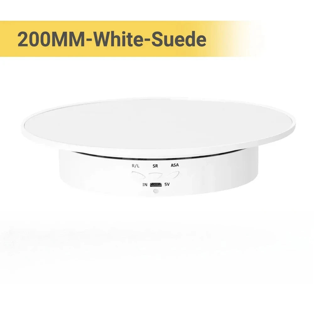 USB-Powered Rotating Turntable with 3 Speed Modes 360° Motorized Display Stand for Product Photography Jewelry&Video Shooting Peaceful Pleasures Health and Wellness 200MM White Suede