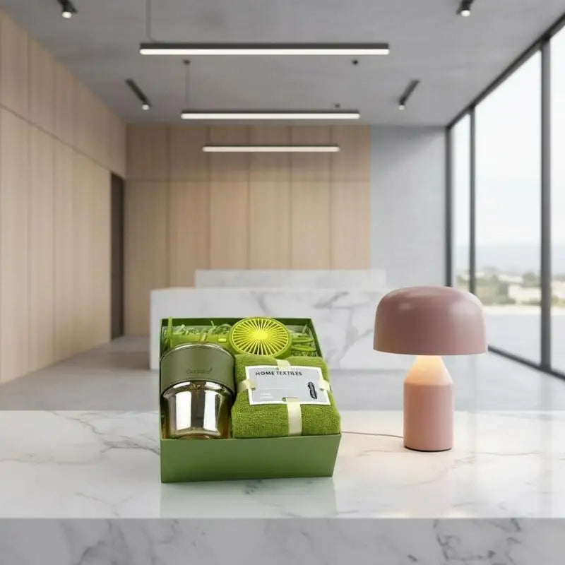 Green Gift Set – Glass Tumbler, Soft Towel & UPF 50+ Sun