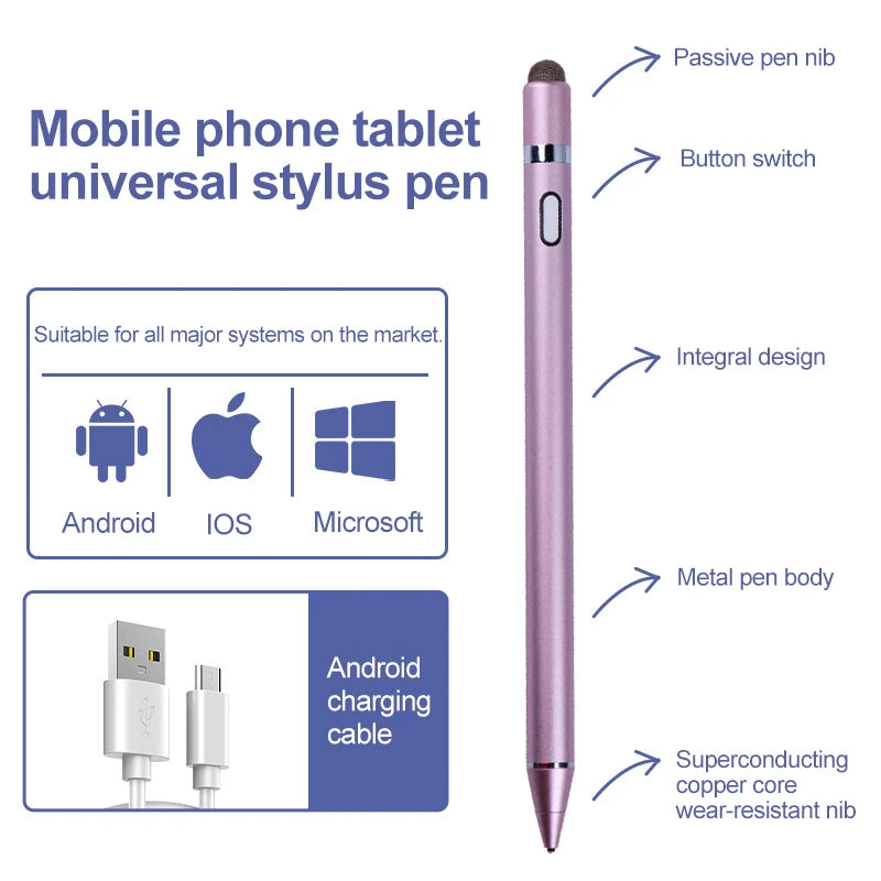 Touch Pencil For Cell Phone Accessories Stylus For android Universal Capacitive Pencil Stylus Pen For Tablet Stylus For Xiaomi Peaceful Pleasures Health and Wellness Pink(1pcs)