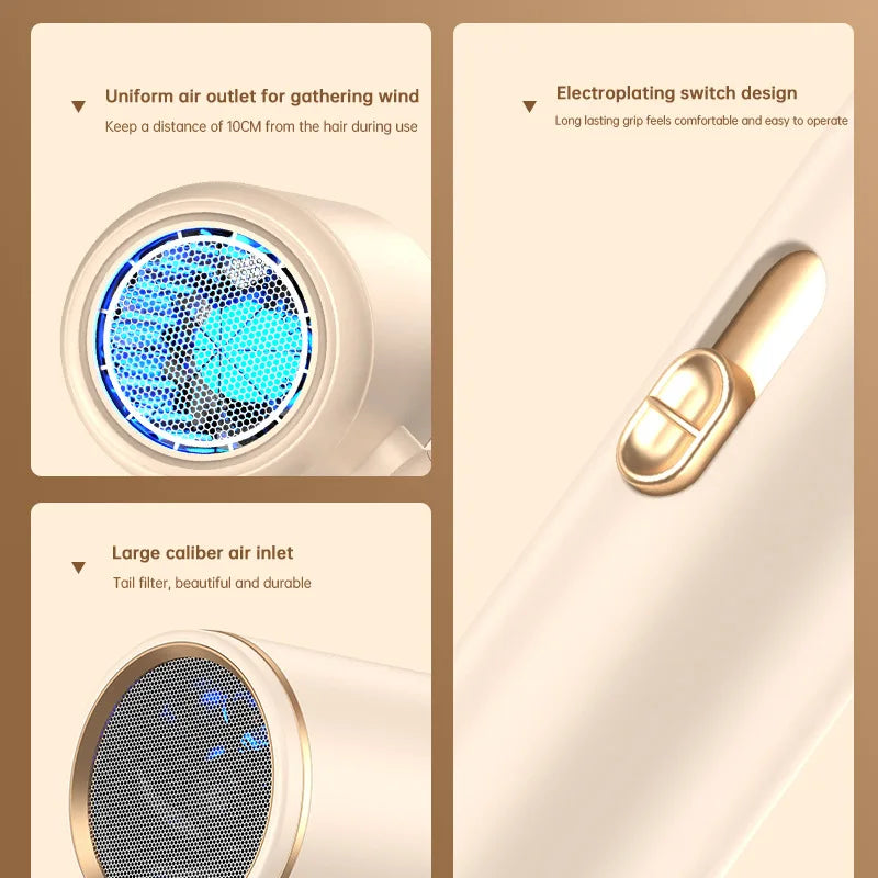 The Latest Foldable Hair Dryer With EU/US/UK Plug, High-Power 19 Second Quick Drying Blue Light Negative Ion Silent Hair Dryer Peaceful Pleasures Health and Wellness