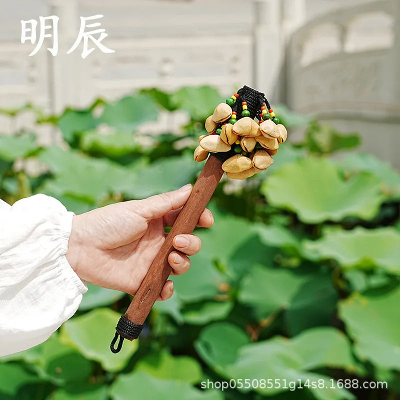 Wooden Handle Fruit Oleander Shell Bracelet Bell Dora Therapy Yoga