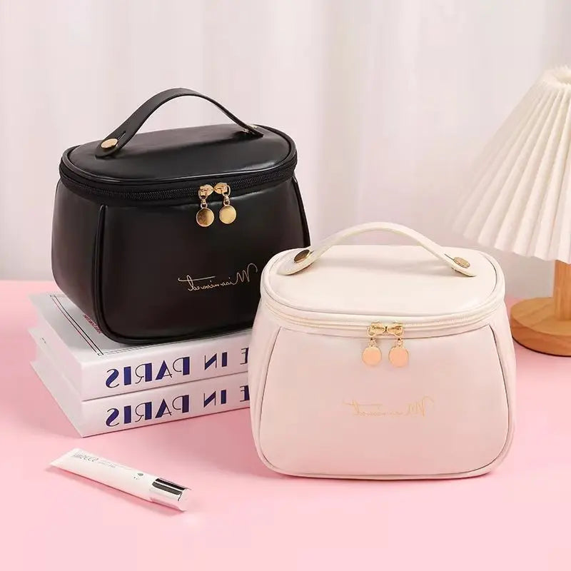 2026 New PU Leather Cosmetic Bag For Women Multi-Functional Portable Travel Storage Makeup Case Female Toiletry Kit Bag YUZI Peaceful Pleasures Health and Wellness