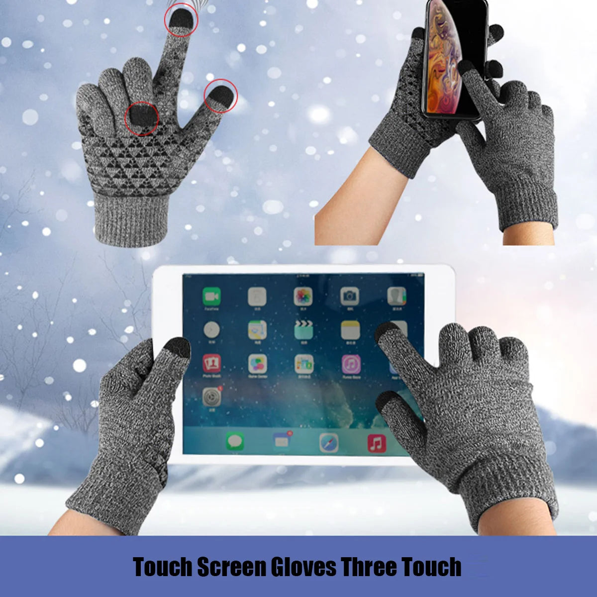 Velvet Touch Screen Winter Gloves – Anti-Slip Knit | Unisex