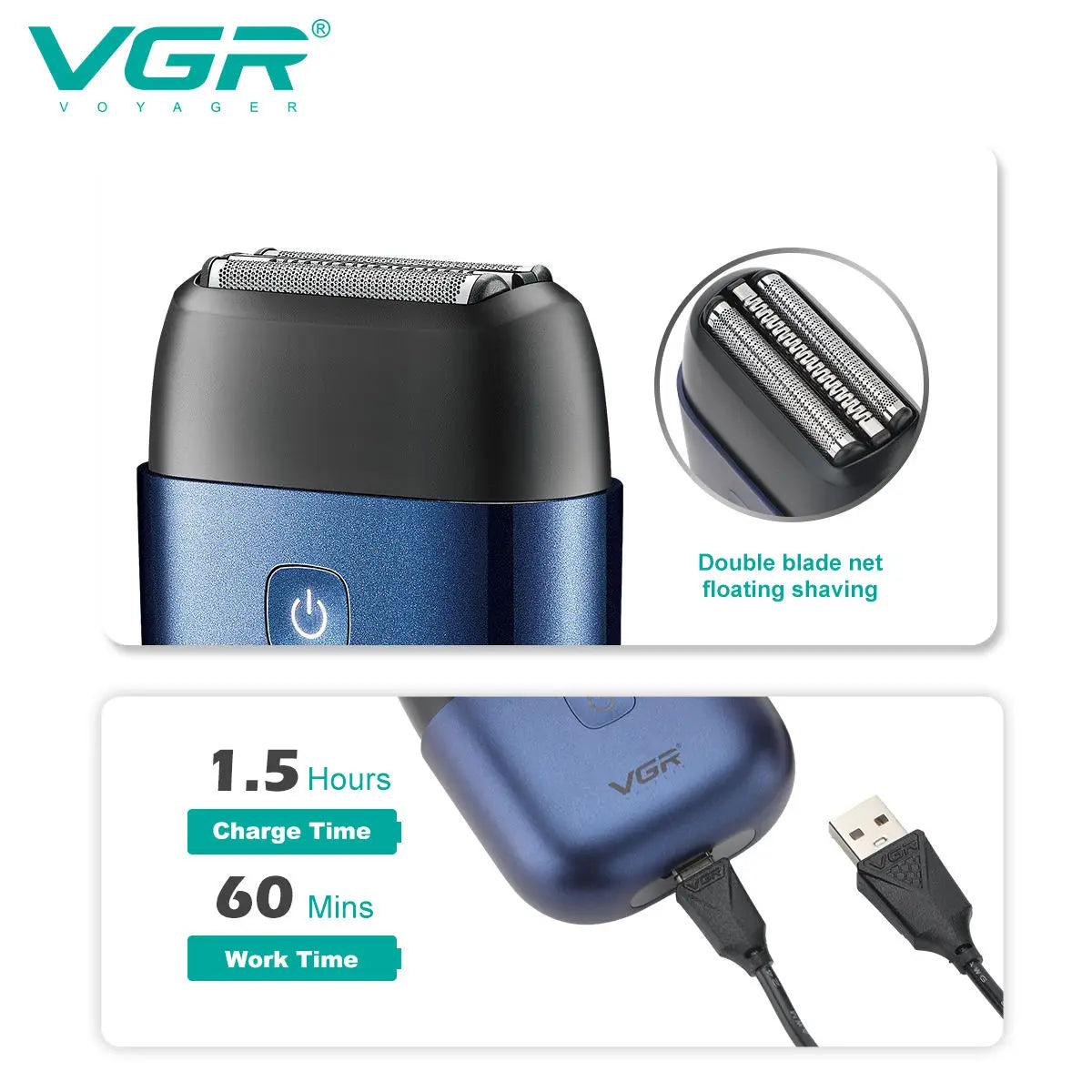 VGR 340 Shaver Professional Electric Razor Reciprocating Shaving Machine IPX7 Waterproof Beard Trimmer Mini Shaver for Men Peaceful Pleasures Health and Wellness