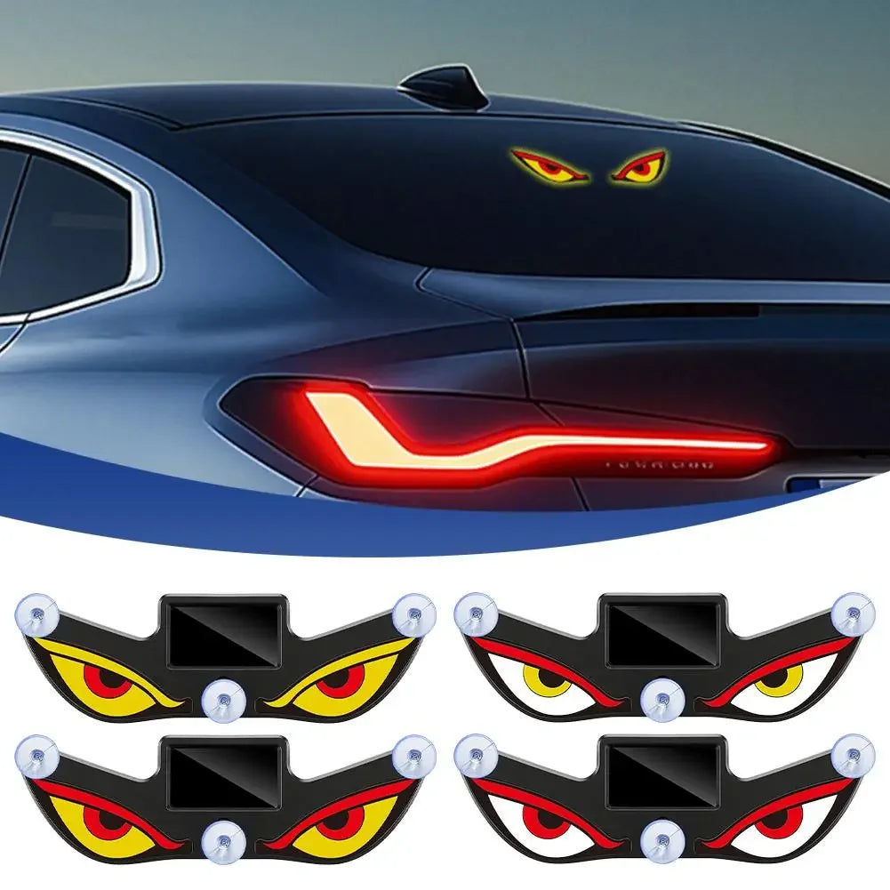 Cool Demon's Eye Car LED Light Solar Powered Blinking Moving Eyes Car Decoration Lamp Rear Windshield Atmosphere Light Peaceful Pleasures Health and Wellness