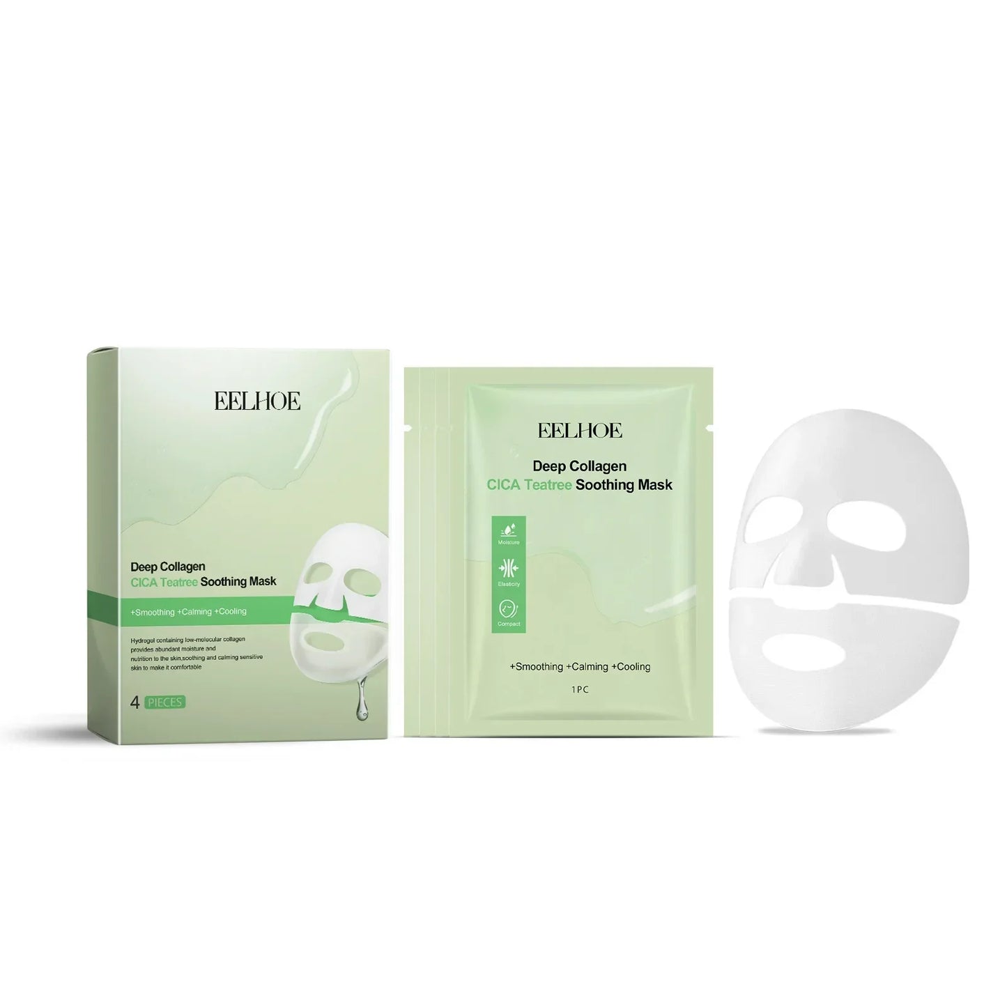 EELHOE Collagen & Centella Asiatica Face Hydration Mask Peaceful Pleasures Health and Wellness 4 pcs Boxed