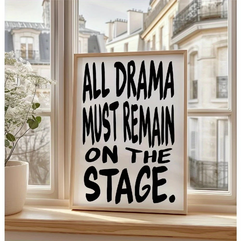 Theater Lover Quote Canvas Wall Art | Black Modern Poster