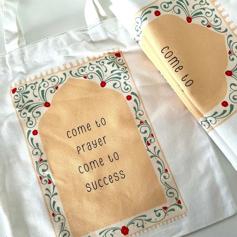 Come To Prayer Come To Success Islamic Muslim the Koran Tote Bag Ramadan Mubarak Eid Al-Fitr Family Kid Boy Girl Gifts Peaceful Pleasures Health and Wellness
