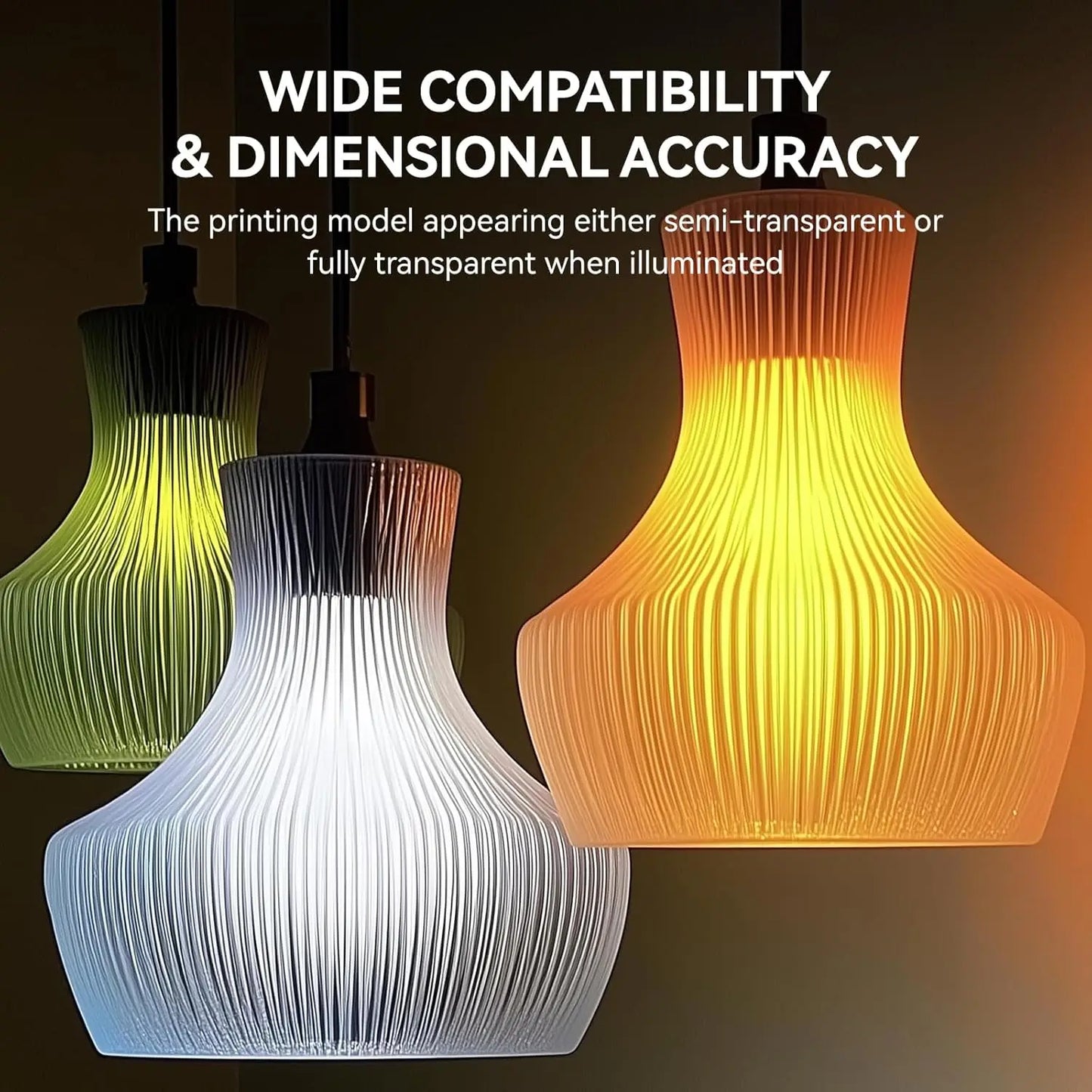DINGSUN 3D Transparent PETG Filament 1.75mm ±0.02mm Accuracy