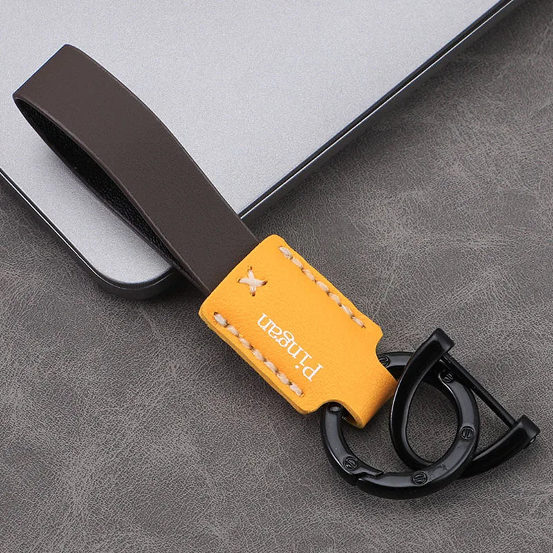 Leather D-Ring Car Keychain | Multi-Color Key Pendant