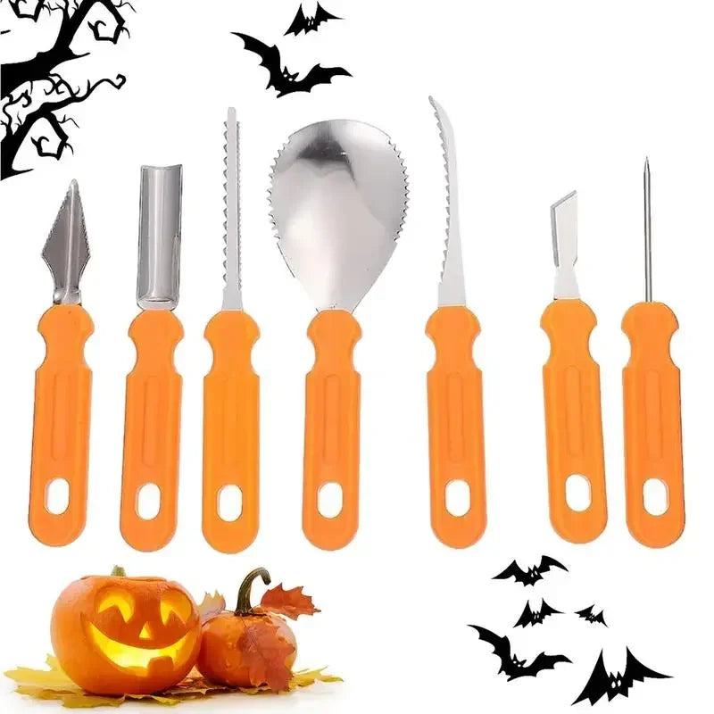 Hot Sale 7Pcs set Halloween Pumpkin Carving Knife Sets Pumpkin Lantern DIY Carved Tools Pottery Tools Pumpkin Cutting Hand Tools Peaceful Pleasures Health and Wellness