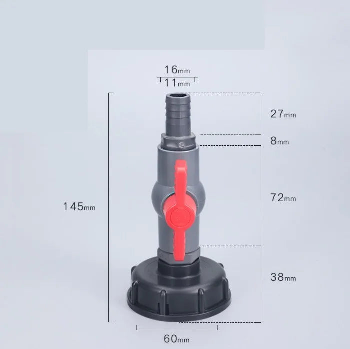 PVC Ball Valve Conversion Joint – IBC Ton Drum Hose Fitting