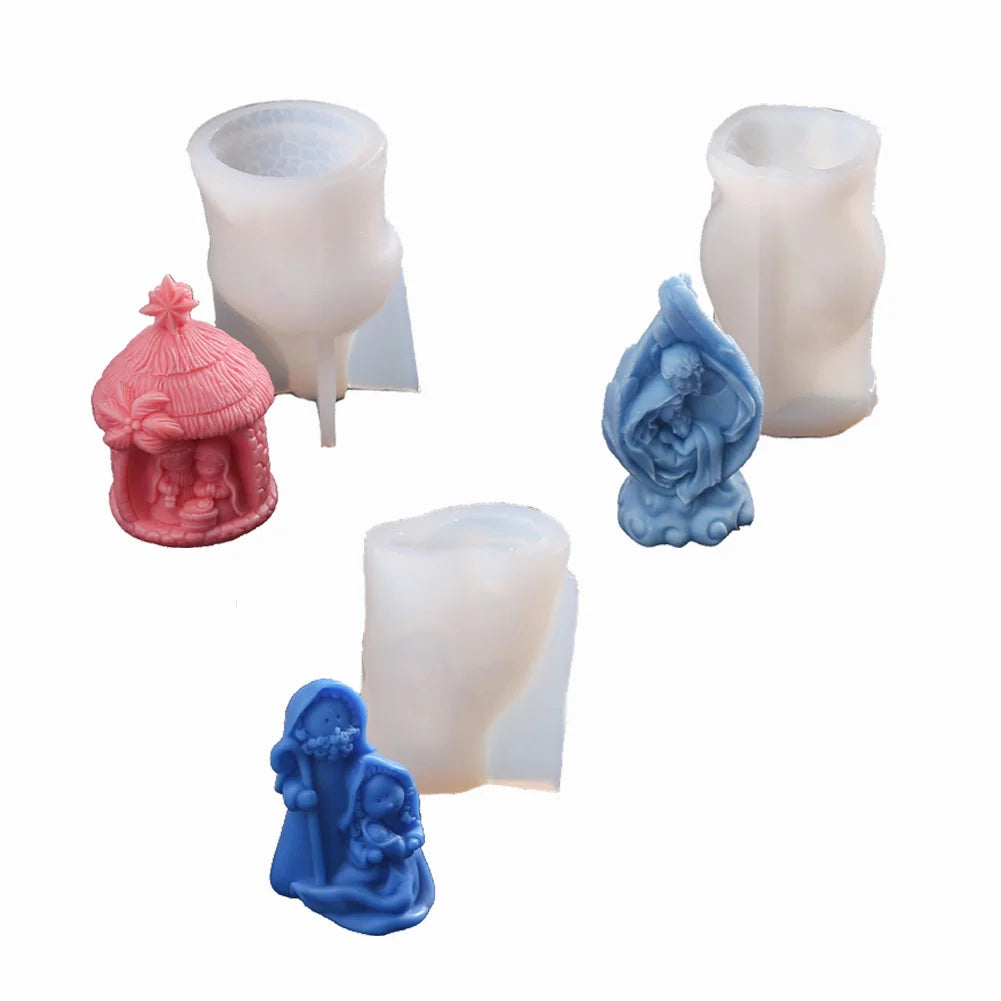 Nativity Silicone Candle Mold – 3D DIY Religious Craft Mold
