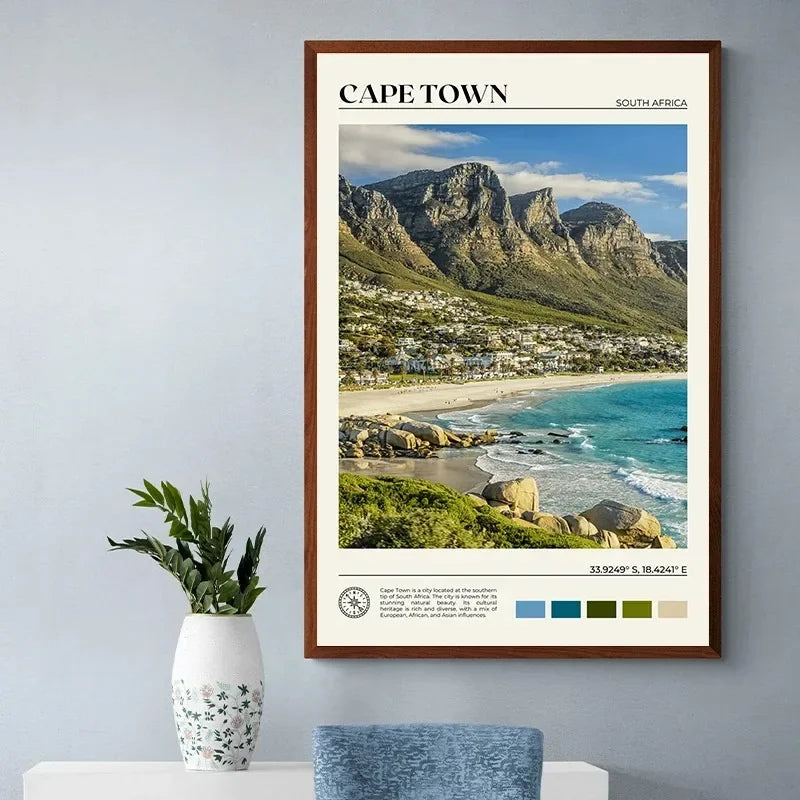Canvas Painting Wall Art Picture Zimbabwe Somalia Morocco Ethiopia Cape Town Africa Travel Study Poster for Room Office Decor Peaceful Pleasures Health and Wellness