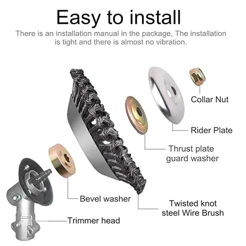 6" & 8" Steel Wire Weed Brush Cutter Head | Universal Trimmer Disc Peaceful Pleasures Health and Wellness