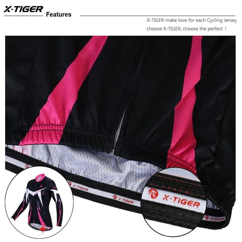 X-TIGER Women's Long Sleeve Cycling Jersey – MTB & Road Bike