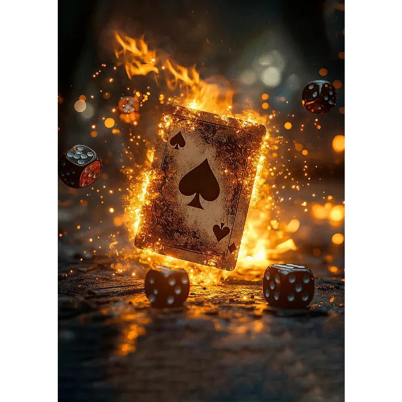 Casino Poker Dice Roulette Slots Gambling Poster Modern Print Canvas Painting Wall Art Picture for Club Living Room Home Deco Peaceful Pleasures Health and Wellness