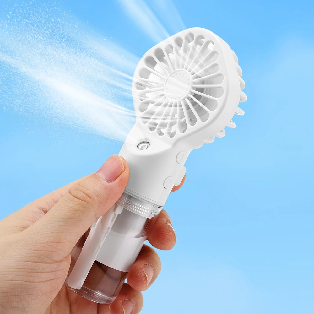 Handheld Spray Fan USB Personal Summer Cooling Fan Humidifiers Spray Hydration Fan 4 Speed Standing Fan For Camping Outdoor Peaceful Pleasures Health and Wellness