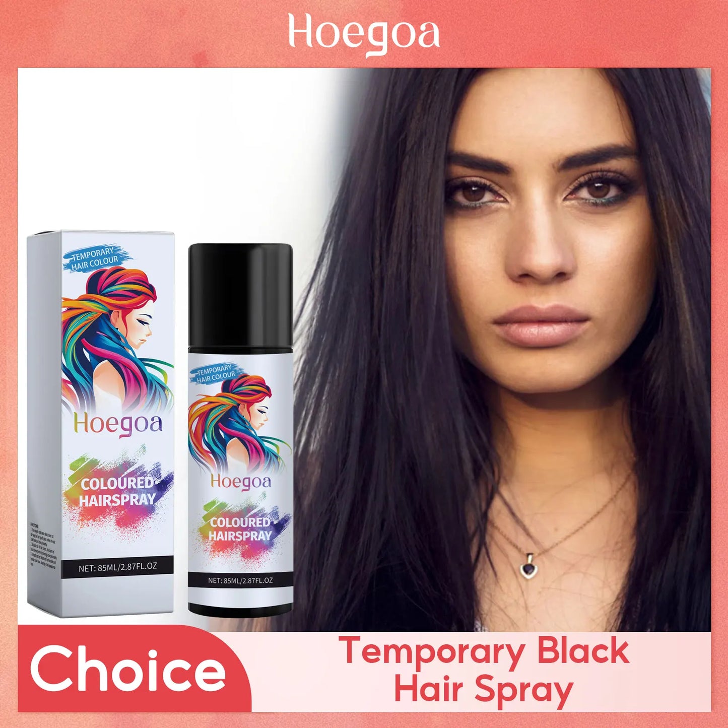 HOEGOA Temporary Gray Hair Coverage Color Spray – Instant Black