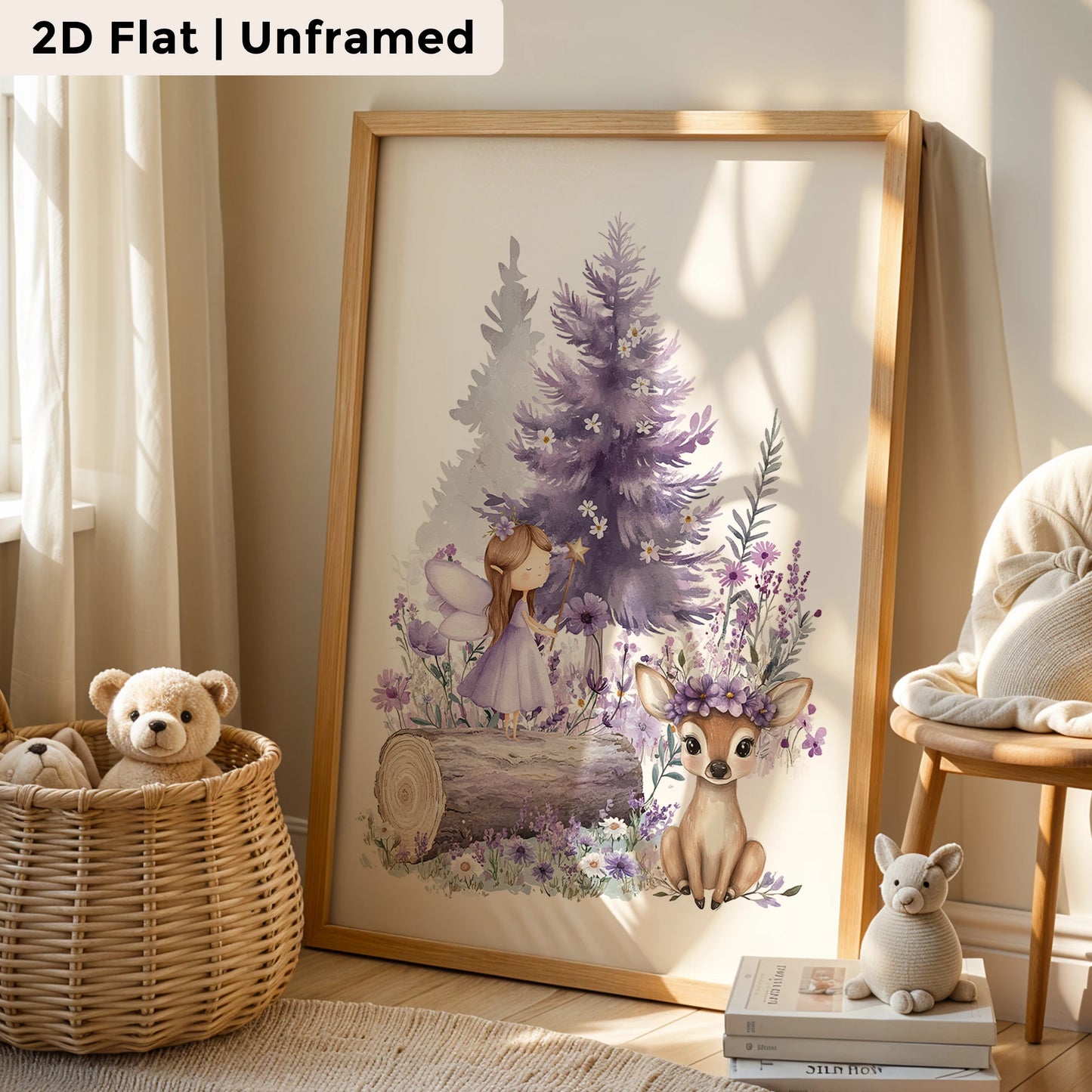 3-Piece Cartoon Purple Raccoon Canvas Wall Art | Kids Room Decor