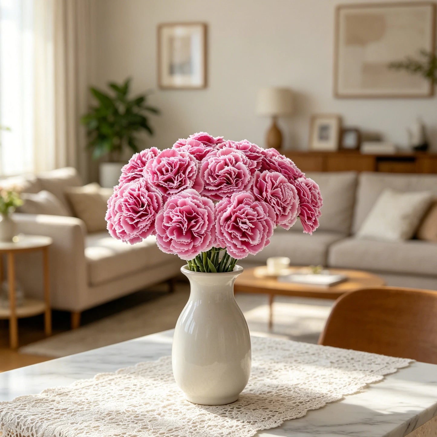 Silk Carnation Artificial Flowers 4/8pcs – Wedding & Home Decor