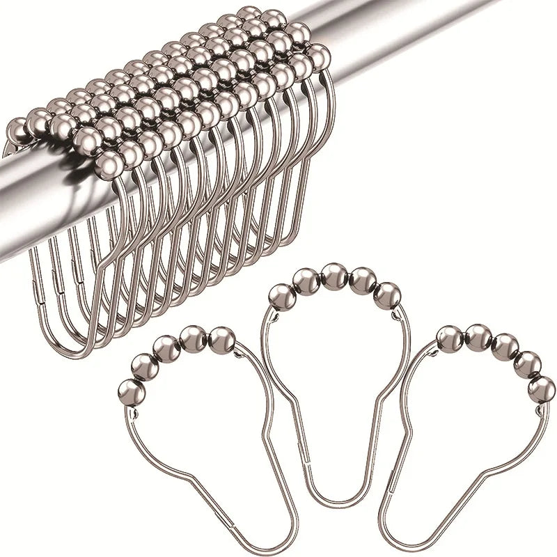 12-Pack Rustproof Rollerball Shower Curtain Rings – Satin Nickel