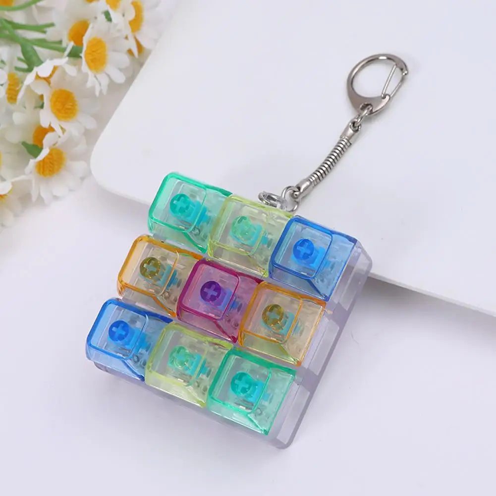 9-Key Mechanical Keyboard Keychain LED Fidget Stress Clicker