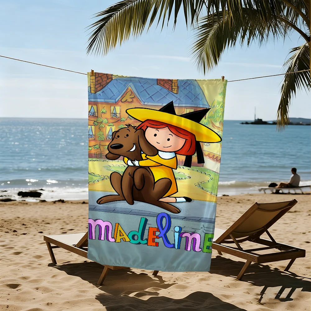 Madeline Cartoon Quick-Dry Beach Towel | Pool, Gym & Travel Quick-Dry Beach Towel Peaceful Pleasures Health and Wellness