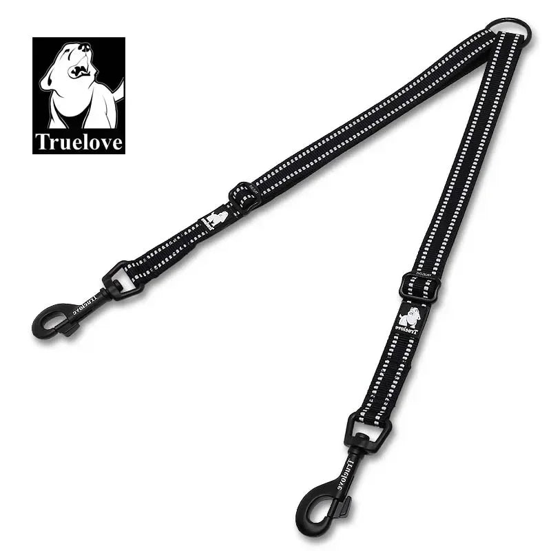 Truelove Reflective Nylon Double Dog Leash For Two Dogs Coupler No Tangle Pet Leash For All breed Training Running Dropshipping Peaceful Pleasures Health and Wellness black S (33-50cm) spain