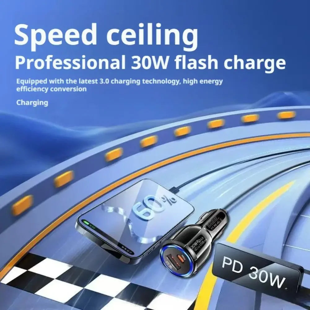 12W 30W Car Charger 2 Ports Car Charger Fast Charging QC 3.0 PD12W PD30W Car Cigarette Lighter Flash Charge For phones Peaceful Pleasures Health and Wellness